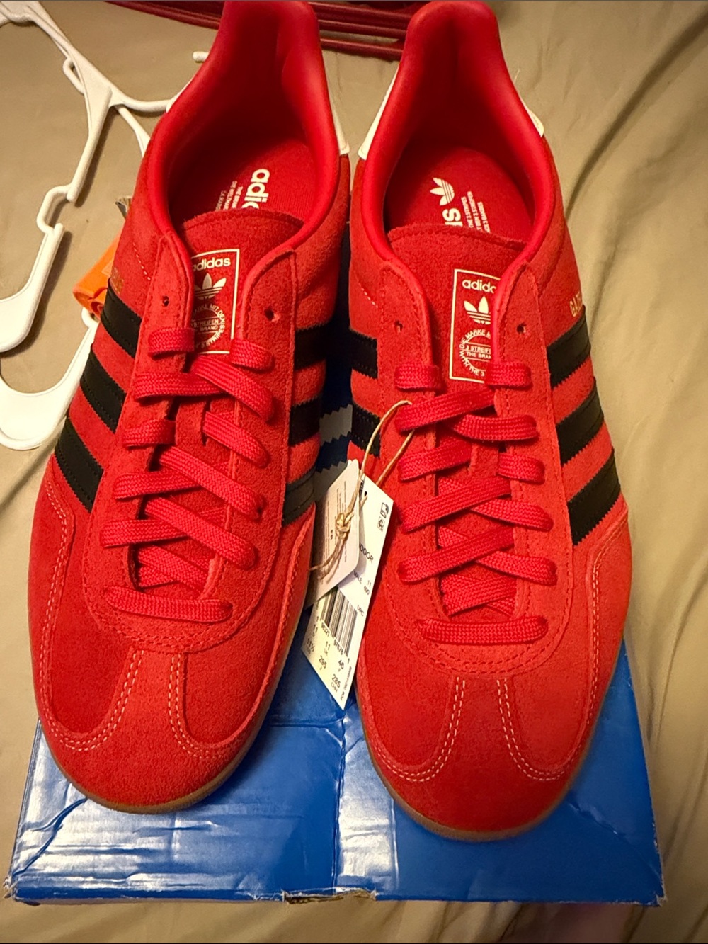 adidas Red Samba Suede Sneakers with Black Stripes NWT Size 11.5